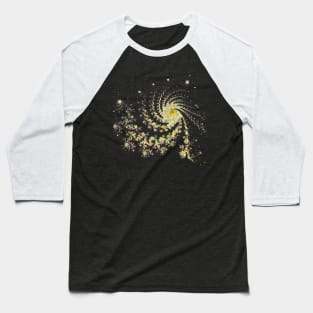 Fractal Gold Swirl Baseball T-Shirt